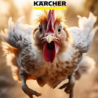 Ein Huhn welches direkt in die Kamera schaut.